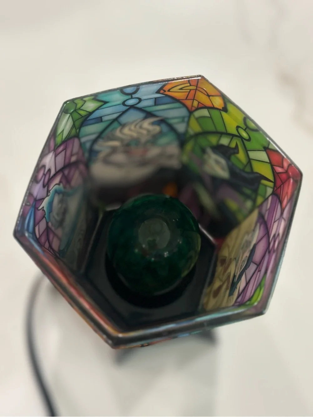 Black wax warmer with Multicolor Stained-Glass Villain Panels
